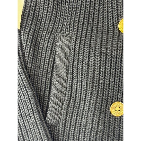 Lauren Ralph Knit Cardigan Black Cotton M Gold Button - Picture 3 of 9